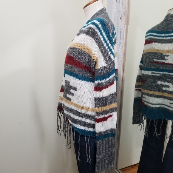 Jack Southwest Cardigan Sweater Fringe Hem M - Picture 4 of 9